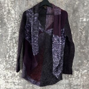 Fenn Wright Mason Sz S Colorblock Alpaca Wool Blend Cardigan Sweater Purple